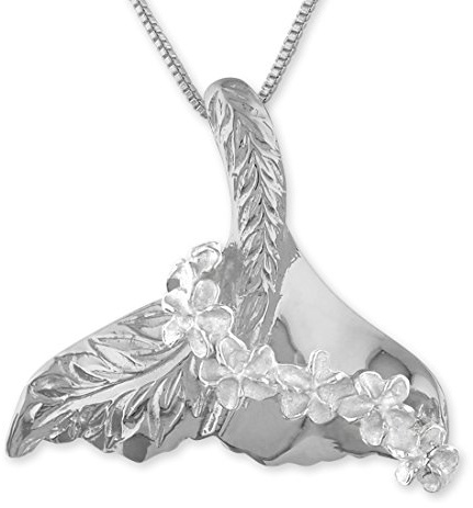 Sterling Silber Wal Schwanz Lei Anhänger Halskette, 16 + 2 Extender by Hawaiian Silber Schmuck