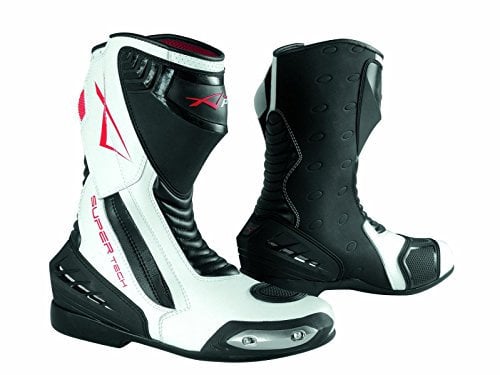 Stivali Stivaletto Moto Sportivo Pelle Pista Professionale Traspirante Bianco 41
