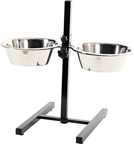 Zolux Support Réglable avec 2 Bols en Inox pour Chien Diamètre 24,5 cm Contenance 2,75 L