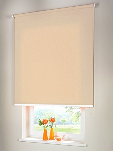 Hochwertiges Sichtschutzrollo Mittelzugrollo Springrollo Rollo Sichtschutz 160 x 130 cm / 160x130 cm beige-karamell // Sichtschutzrollo/Sichtschutz-Rollo/Fensterrollo