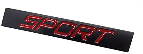 DSYCAR 3D Metall Auto Dekoration Metallkleber SPORT Auto Lkw Abzeichen Emblem Aufkleber für Universal Cars Motorrad Fahrrad Auto Styling Dekorative Zubehör (Schwarz-Rot)