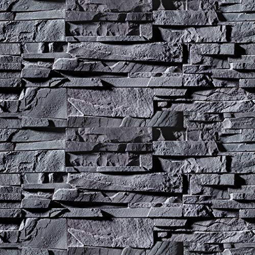 murando - Papier peint adhésif 10 m - papier peint 3D - Sticker mural - placage décoratif - revêtement mural - feuille décorative - adhésif mural -Pierre Gris f-B-0226-an-a