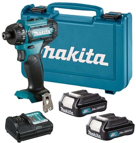 Makita DF033DWAE 12V Max Li-Ion CXT Drill Driver Complete with 2 x 2.0 Ah Li-Ion Batteries and Charger Supplied in A Carry Case
