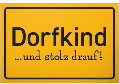 DankeDir! Dorfkind - 30 x 20 cm Schild - Kollegen Freunde Deko Geschenk Partydeko Party Geschenkidee - Geburtstagsgeschenk Wanddeko Spruchschild Karte lustiger Spruch Türschild