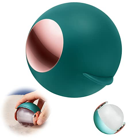 Silikon Fusselrolle, Tragbarer Fusselrolle Abwaschbar, Sphärisch Fusselbürste Kleidung mit Abdeckung, für Saubere Möbel, Teppiche, Kleidung (Dunkelgrün)