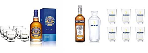 Whisky Chivas Regal 18Ans - 70cl 40% + 6 Verres & RICARD Pastis de Marseille 70cl + 6 verres + Carafe