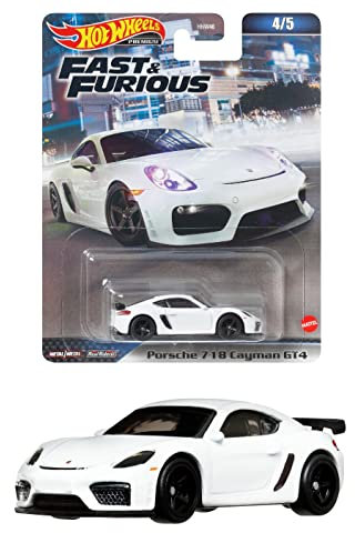 Hot Wheels Fast and Furious Die Cast Car Model 718 Cayman GT4, Maßstab 1:64, 6 cm, HKD20