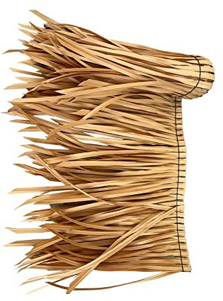 Palmdach Paneele Dach Palmschindel Palmgras-Rolle Palmdach Paneele Strohfliesen 1-10M Künstliches Palmenblätter Kunststoff Gefälschtes Strohdach Dekoratives für Garten Pavillon Parks Ho(Size:1m/3.2ft)