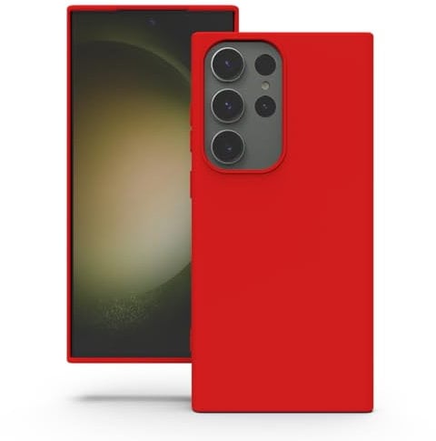 YATWIN Silicone Case for Samsung Galaxy S23 Ultra 5G, Soft-Touch, Shockproof, DustProof, Antiskid Full Body Armour Phone Cover for Samsung Galaxy S23 Ultra 5G - Red