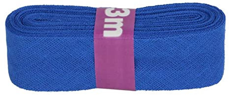 Schrägband 3m x 20mm Baumwolle gefalzt 60 Farben Einfassband Saumband, Farbe:215 königsblau