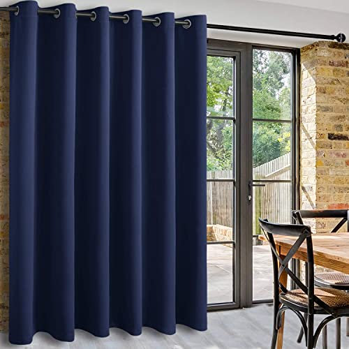 DWCN Vorhänge Raumteiler,H213xB254cm,Extra Breite Vorhänge Raumtrenner Hängend Blickdicht Thermovorhang Kälteschutz Gardinenschals mit Schlaufen Lärmschutz für Büro,Wohnzimmer,1 Stück, Dunkelblau
