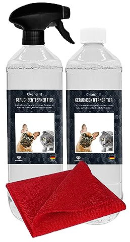 Tier-Geruchsentferner I Katzenurin & Hundeurin neutralisieren | Strenge Gerüche & Flecken aus Teppich, Sofa entfernen | Hergestellt in DE I 2x1 Liter