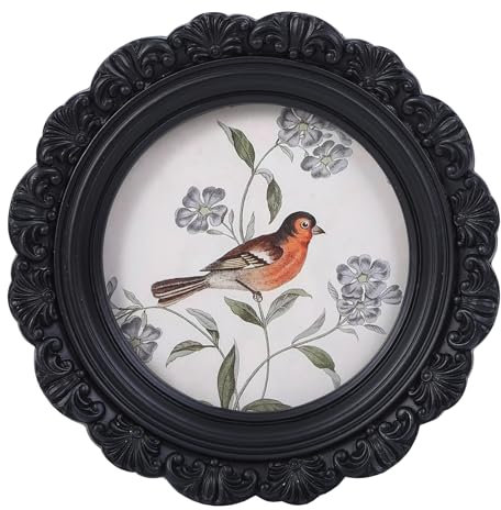 LIHOLO Vintage-Bilderrahmen, 7,6 x 7,6 cm, rund, schwarz, antiker Bilderrahmen mit Glasfront, handgefertigt, rustikale Heimdekoration, für Wandmontage und Tischgalerie-Wandkunst