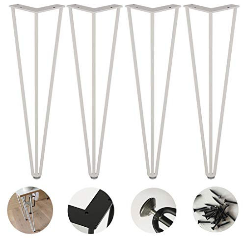 4 pieds de table en épingle à cheveux, pieds en métal robuste for meubles, pied de table basse de style industriel à 3 tiges, acier de 10 mm, for table d'ordinateur portable, bureau, table à manger, m