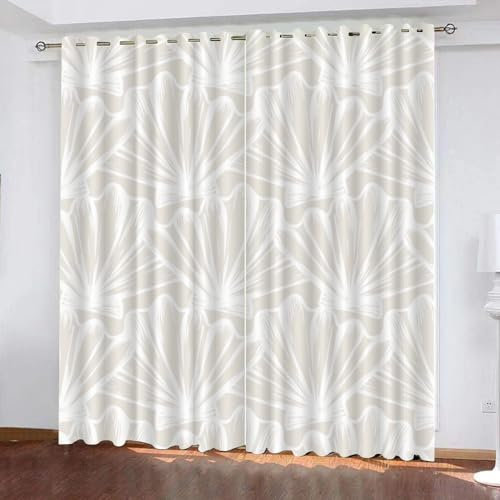 Coquille Blanche Rideau Thermique Isolant Anti Froid,Taupe Rideaux Occultant pour Salon et Chambre, Design Moderne à Oeillets, 2Pièces, (130 x 158 cm)