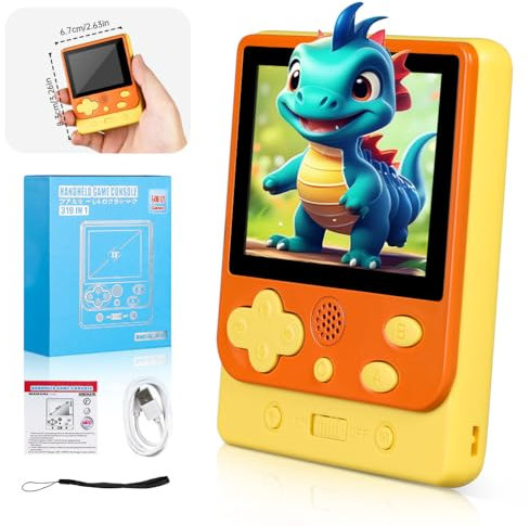 Console de Jeu Portable, Console de Jeu Portable rétro 319+ Jeux FC Classiques, Mini Console de Jeu Portable à écran de 2,5 Pouces, Cadeau de Noël ou d'anniversaire pour Enfants/Amoureux (Orange)