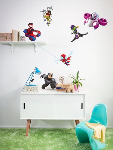 Komar Wandtattoo - Spidey and His Amazing Friends Chasing - Größe 50 x 70 cm - Marvel, Wandsticker, Kinderzimmer, Aufkleber, Bunt
