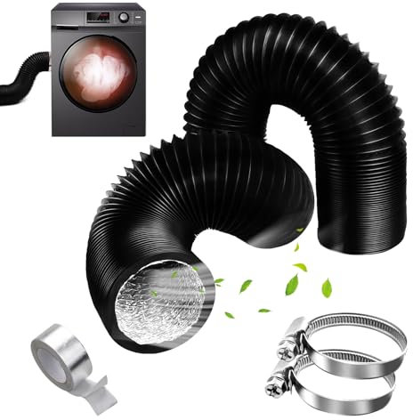 YSOOUA 100 mm Tubo Flexible de Salida de Aire 5 m Tubo Aire Flexible di Aluminio PVC Tubo de Manguera de Ventilación con Abrazaderas para Extractor de Aire, Climatización (Negro 150mm x 3Metro)