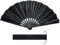 PATIKIL 13 Glitter Clack Rave Fan with Bag, Large Holder Folding Hand Fan Holder Handheld Fan for Women Edm Festival Club Party Dance, Fantasy Black