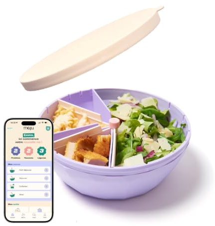 maju Bol Lunch Box à Compartiments Réglables, Fabriqué en France | Bilan nutritionnel inclus, micro-ondes, lave-vaisselle, sans BPA, meal prep, perte de poids, portion control