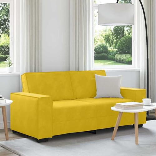 HETFTJN 2 Sitzer Samt Gelb 2er Sofa 180x78x84 cm Breite Armlehnen Ecksofa Couch Schlafcouch für Wohnzimmer Büro kleines Schlafsofa