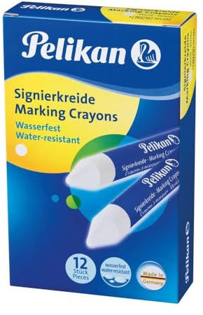 Pelikan 300587 701052 - Signierkreide für rauhe Untergründe Schachtel mit 12 Stück, weiß