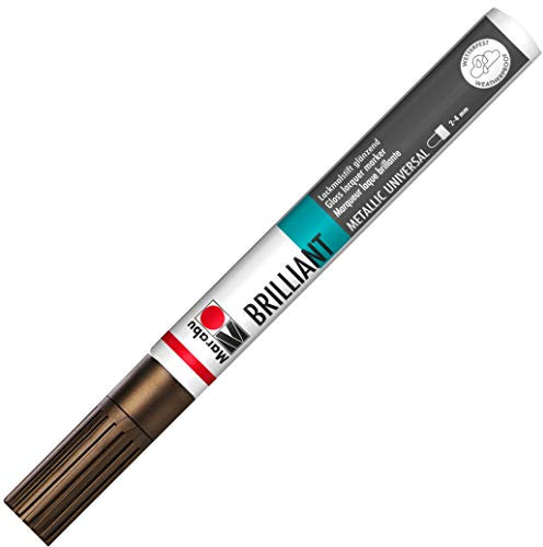 Marabu 01210032087 - Brilliant Painter, kupfer 087, Strichstärke ca. 2 - 4 mm, Universeller Lackmalstift, glänzend, deckend, wetterfest, lichtecht, schnell trocknend, für verschiedene Oberflächen