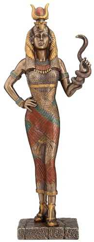Veronese Design Zeckos Ägyptische Göttin Hathor hält eine Kobra-Statue