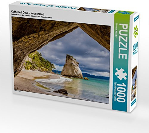 CALVENDO Puzzle Cathedral Cove - Neuseeland 1000 Teile Puzzle quer | 1000 Teile Lege-Größe 64 x 48 cm Foto-Puzzle für glückliche Stunden
