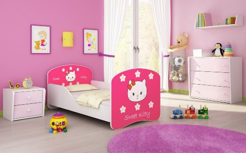 ACMA I Lit Enfant Bébé TIROIR Matelas sommier Gratuite Meubles pour Enfants (16 Sweet Kitty 2, 180 x 80 cm)
