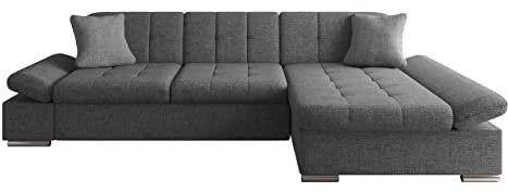Mirjan24 Ecksofa Malwi mit Regulierbare Armlehnen Design Eckcouch mit Schlaffunktion Bettkasten L-Form Sofa vom Hersteller Couch Wohnlandschaft (Lux 06 + Lux 06 + Lux 05, Ecksofa: Rechts)