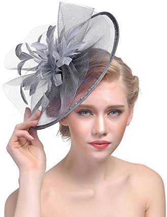 Bibi Mariage Femme Elégant Fascinator Hat Vintage Chapeau Nuptiale Voilette Plumes Pince à Cheveux Fleur Coiffure Bandeau Mariée Voile Serre-tête pour Cocktail Mariage Cérémonie Fêtes