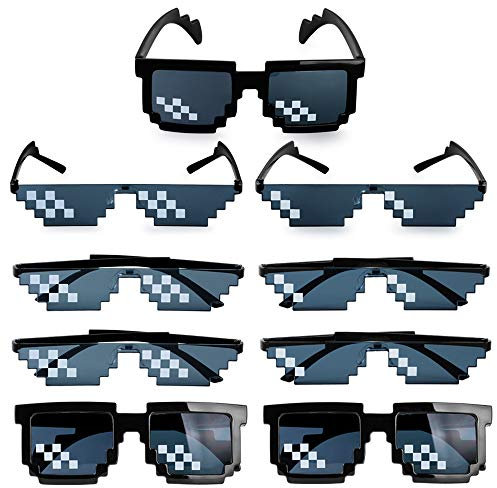 9er (3Muster) Party Sonnenbrille Mosaik Brille Spaß Lustige 8 Bit MLG Fun Brille Deal with it Pixel Thug Life Brille Accessoire für Karneval/Fasching Party Cosplay Kostüm Halloween JGA Geburtstag