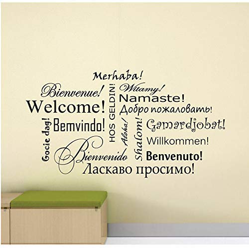 Welcome Wall Decal Sign Different Languages Word Poster Vinyl Stickers Classroom Office Decor Quote Hallway Wall Art 57X31Cm
