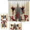 Apqdw Halloween Blutige Hand Duschvorhang Set für Badezimmer, Halloween Thema Badezimmer Sets mit Duschvorhang und Teppichen, Halloween Gruseliges Blut Help Me Duschvorhang 183 x 183 cm (Hilfe)