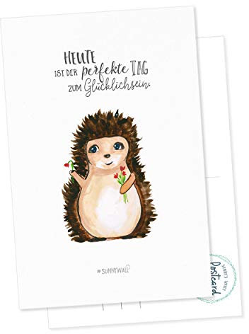 Postkarte - Igel Heute ist der perfekte Tag zum Glücklichsein Grußkarte Glückwunschkarte Geburtstagskarte