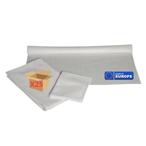 SANYGIENE Tapis de Bain Jetable 50 x 70 cm | Biodégradable | Blanc | Absorbant | Lot de 25 pièces | Linge de Toilette Usage Unique | Tourisme - Beauté - Bien Etre