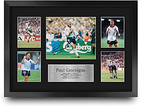 HWC Trading FR A3 Paul Gascoigne England Gazza Geschenke Gedruckt, Signiert Autogramm Bild, Für Fußball-Fans Und Anhänger - A3 Framed
