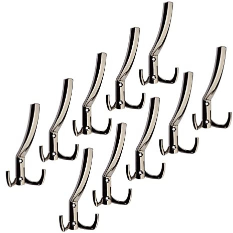 10 Stück Garderobenhaken JULIE groß (143 x 76 x 67 mm) Chrom dunkel Haken von Sotech