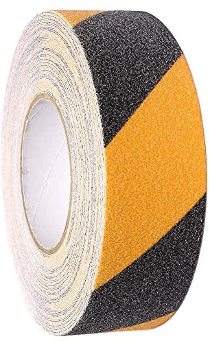 Guuzi Nastro Antiscivolo, 5cm × 20m Antiscivolo Migliore Presa, Attrito, Adesivo Abrasivo per Scale, Sicurezza, Gradino, Interno, All'aperto, Attenzione - Nero & Giallo