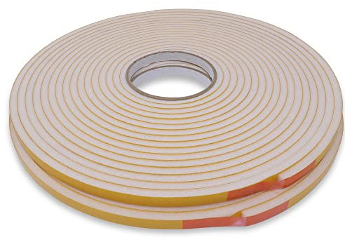 gws Dichtungsband selbstklebend 9 mm x 6 mm - 36 m Länge - Abdichtband aus Schaumstoff für Türen und Fenster (9 mm x 6 mm x 36 m - Weiß)