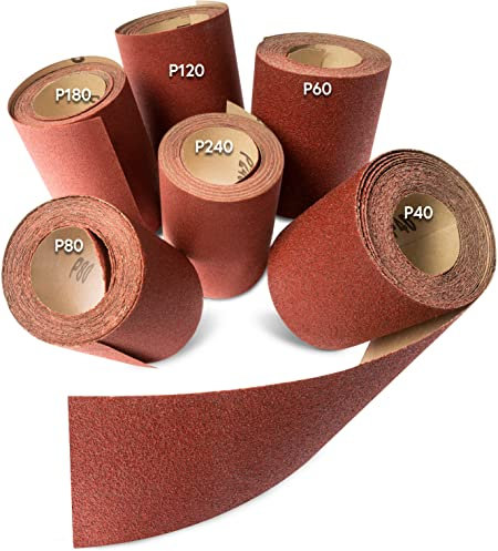 INNONEXXT Ensemble de papier abrasif Premium| Disques abrasifs excentriques|Papier abrasif universel Velcro | 10x P40 - P400 pour Bois, Métal et Peinture| Or (6 pièces, 93 mm x 5 m)