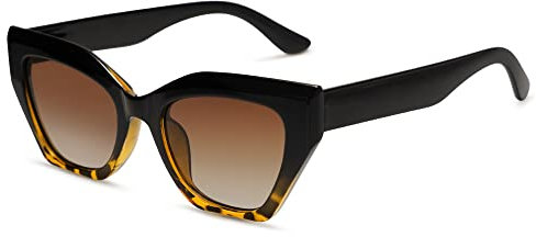 SOJOS Sonnenbrille Cateye Damen Polarisiert Eckig Vintage UV Schutz Trendige Retro Mode Brille SJ2235 mit Mehrfarbig Rahmen