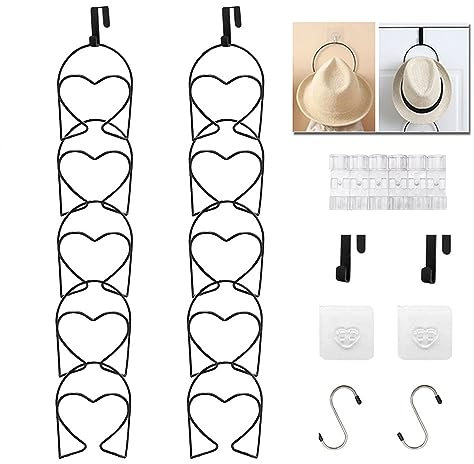 LINFIDITE 10 Stück Cap Halter Baseball Cap Halterung Schrank Tür Hut Racks hängende Einstellbare Huthalter, für Schals Handtaschen Handtücher Kleidung Krawatten mit Haken zum Aufhängen, schwarz