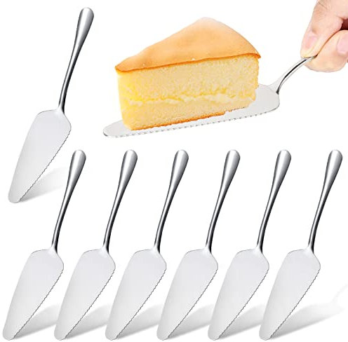 Vegena Tortenheber Set Edelstahl 8 Stück - Tortenschaufel Kuchenheber mit Gezackten Kanten, Tortenmesser Set Kuchenschaufel Tortenschieber für Küchen, Restaurants, Partys (Silber)