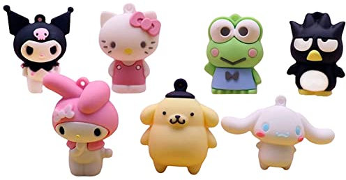 Gonii 7pc Cute Kawaii Cake Topper Set - Anime Theme Party Decoration Supplies, Gift for Fans or Friends