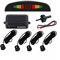 Auto Rückfahrwarner Einparkhilfe 4 Sensoren Einparkassistent Einparksystem PDC + LED Anzeigen + Akustische Warnung - Schwarz