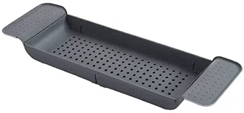 ACiyD Verstellbares Kunststoff-Badewannen-Caddy-Tablett, erweiterbares Badewannen-Tischregal, Badewannenzubehör und Badezimmer-Gadgets – unverwechselbare Geschenkidee (Color : White) (Black)