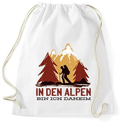 TRVPPY Baumwolltasche In Den Alpen Bin Ich Daheim Turnbeutel Tasche - Weiß