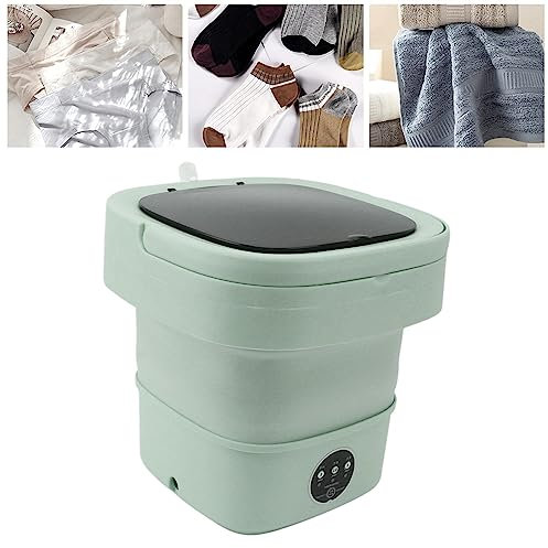 Lavadora Plegable Pequeña, Deshidratador Portátil, 6L, Mini Lavadora de Cubo para Calcetín de Ropa Interior (Verde)